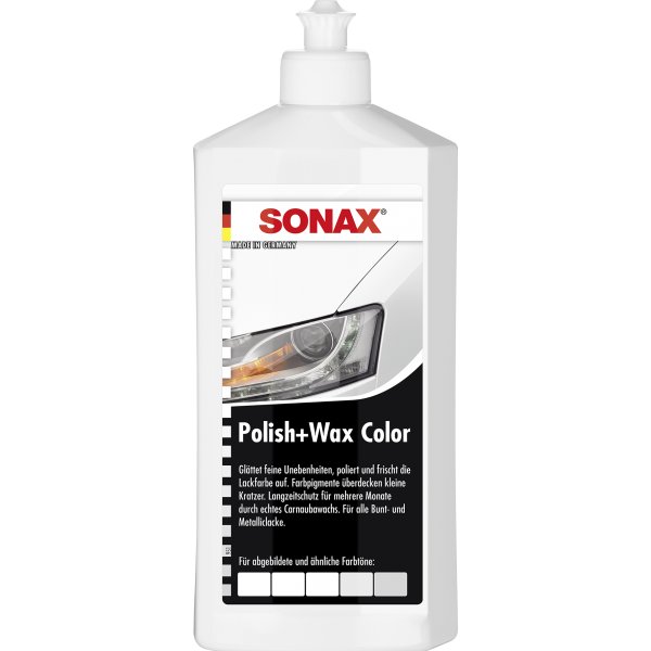 SONAX Polish+Wax Color mittelstarke Politur mit Farbpigmenten wei 500ml