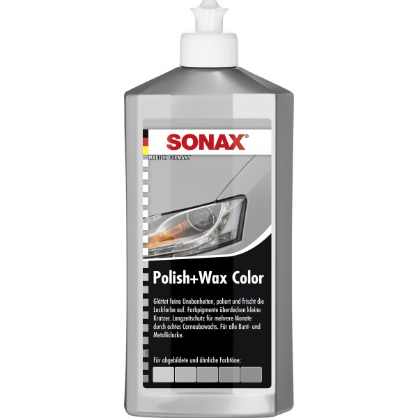 SONAX Polish+Wax Color mittelstarke Politur mit Farbpigmenten silber/grau 500ml