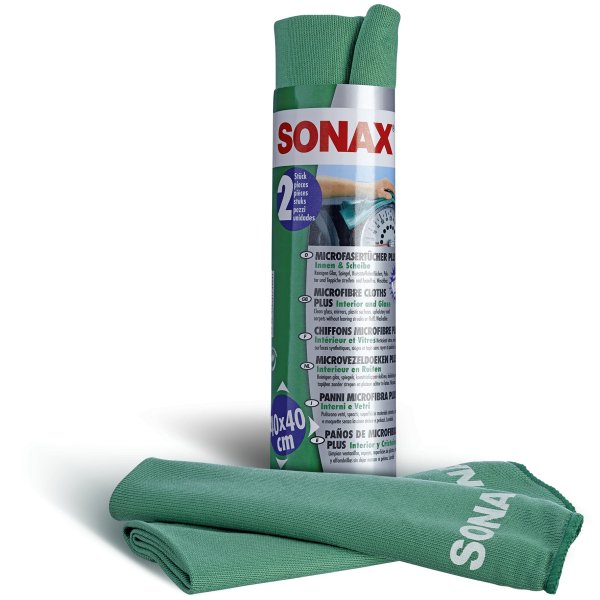 SONAX Microfasertuch PLUS Innen & Scheibe (2 Stck)
