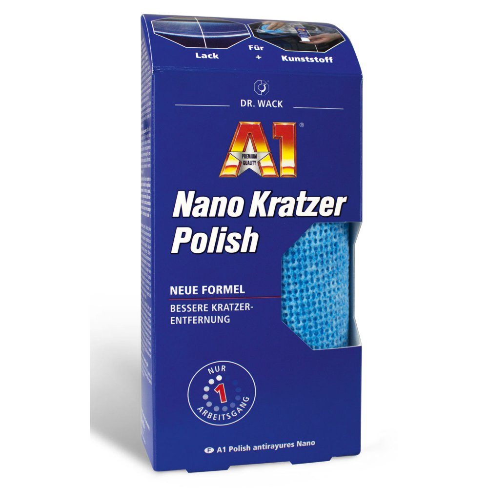 Dr. Wack – A1 Kratzer Polish – NEUE FORMEL 50 ml inkl. Mikrofasertuch  Auto-Politur zur Entfernung von Feinkratzern für Lack & Kunststoffe  geeignet